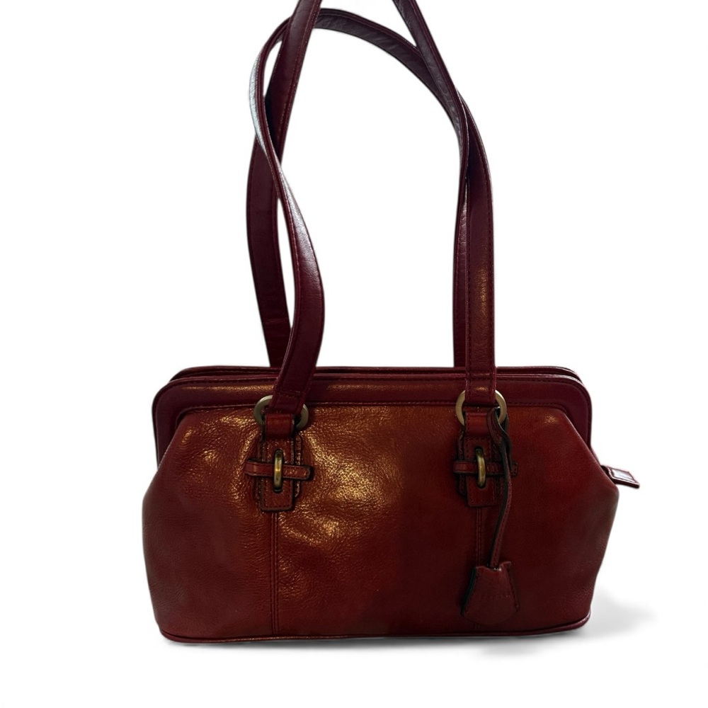 Spring Cuir Leather Shoulder Bag Women’s Burgundy Medium Size